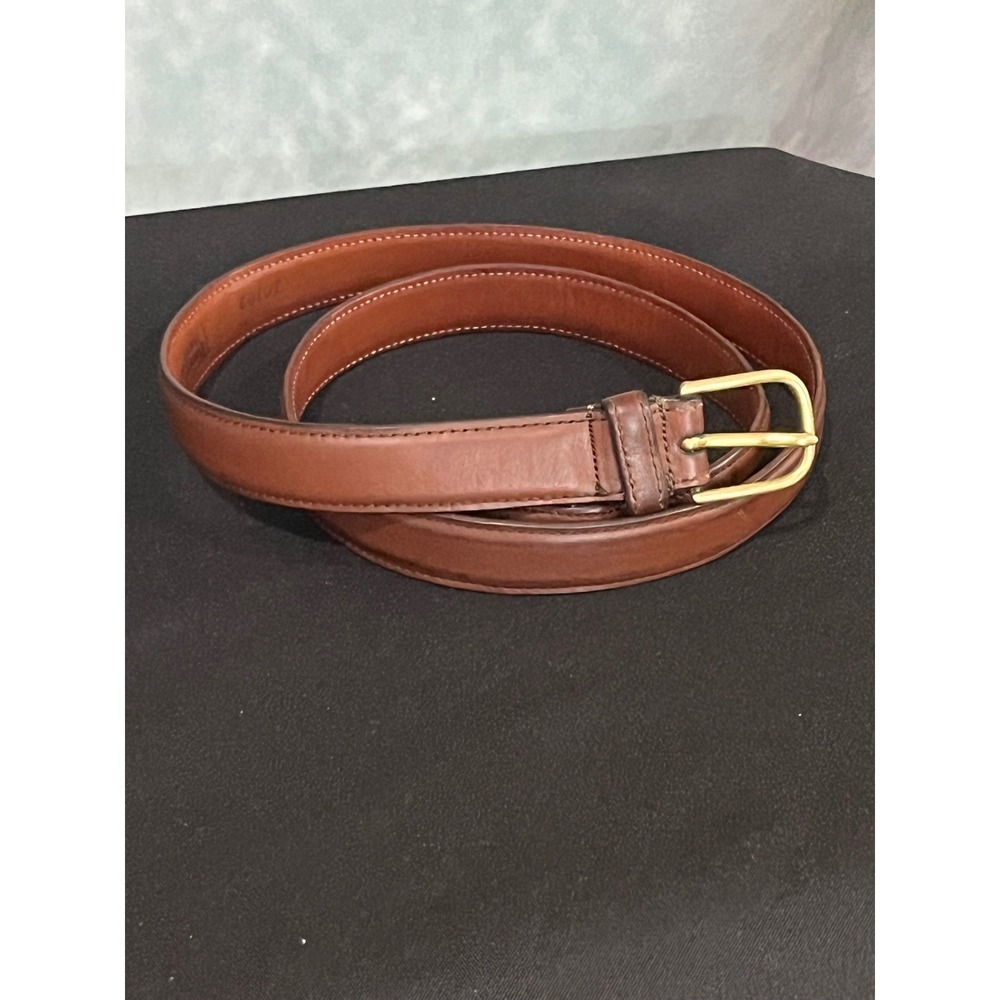 Dooney & Bourke Mens Brown Curried Bridle Leather Belt Brass Buckle Size 38